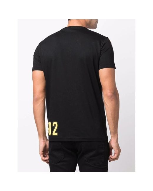 DSquared² Black D2 Lrg Tiger Prnt Ss Tee Blk for men