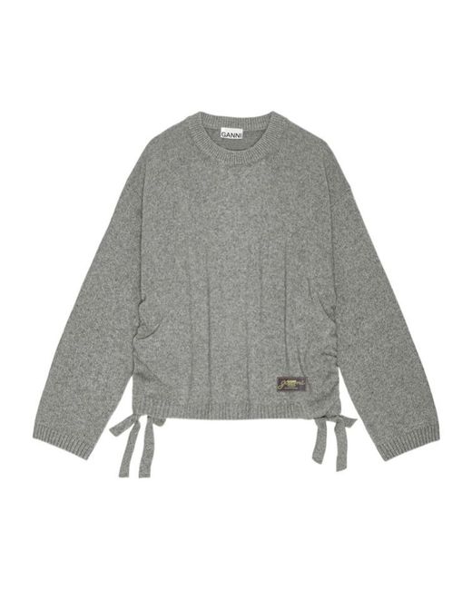 Ganni Gray Future Mixed Wool Oversized Jumper