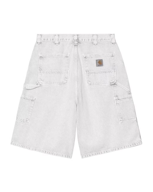 Carhartt White Og Logo Patch Denim Shorts for men