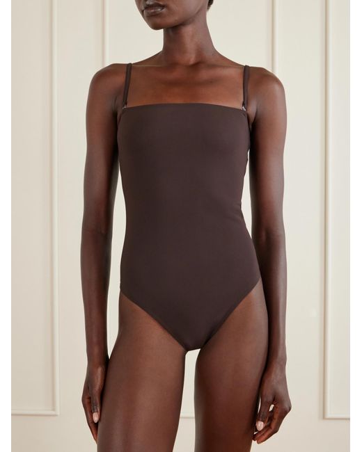 Alaïa Brown Alaïa Square-Neck One-Piece Swimsuit