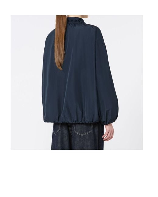 Max Mara Blue Drawstring-Neck Elasticated-Hem Jacket