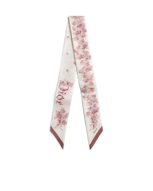 Dior Pink Floral Skinny Scarf