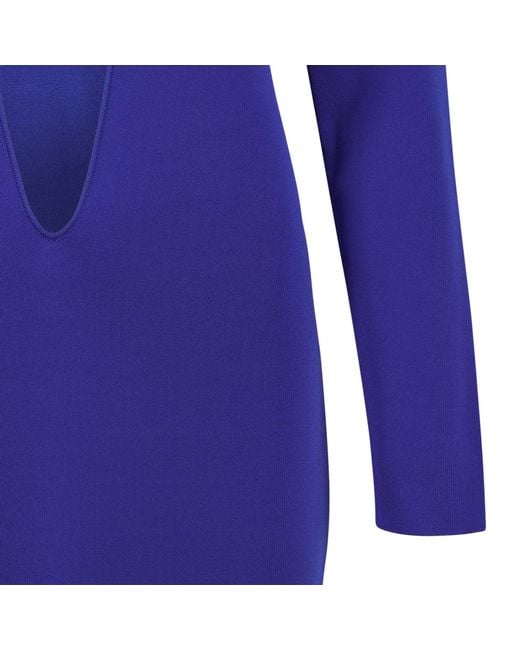 Tom Ford Blue Plunging-Neckline Front-Slit Maxi Dress