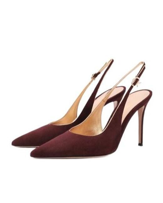 Gianvito Rossi Brown 95Mm Sling Suede Pumps