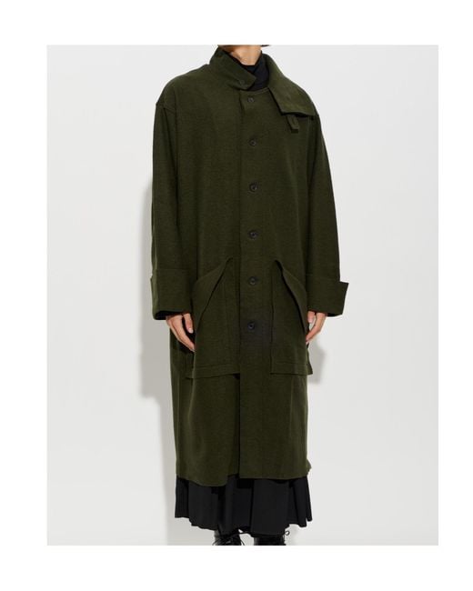 Yohji Yamamoto Green Long-Sleeved Coat for men