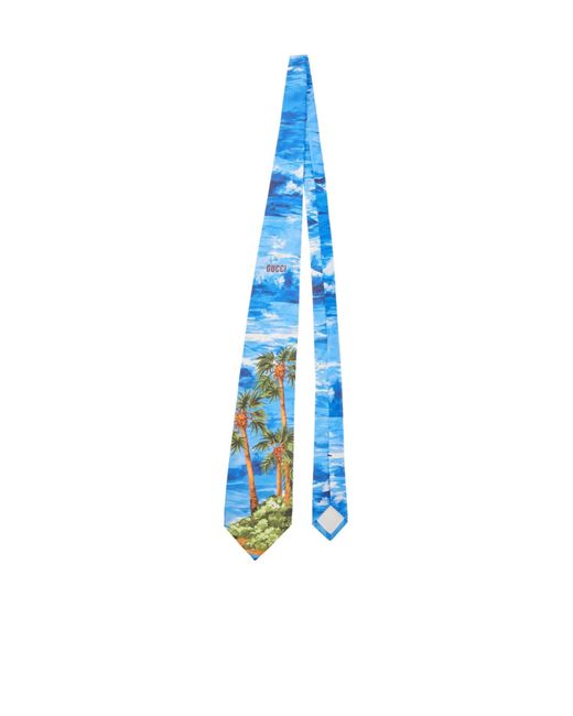 Gucci Blue Minimalist Silk Tie for men