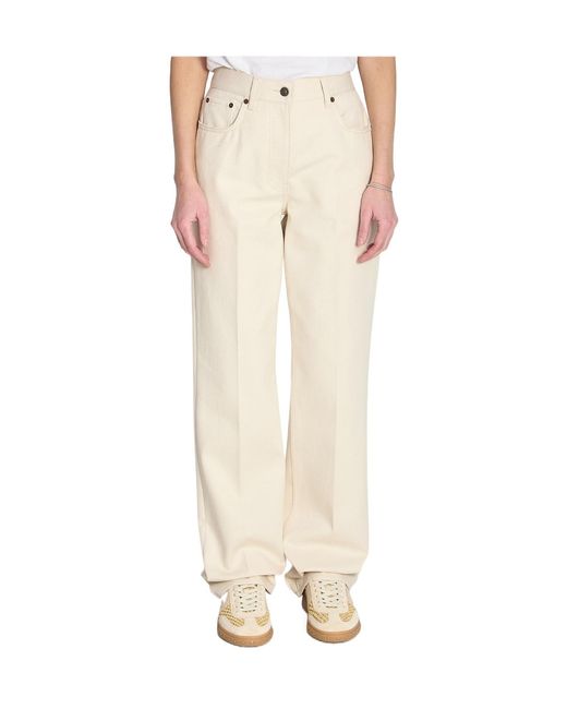 Valentino Natural Logo Patch Straight Leg Jeans