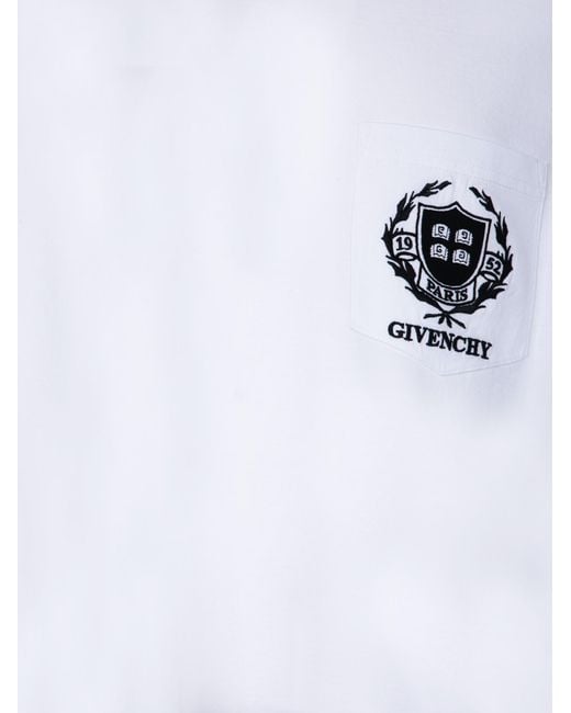 Givenchy White Logo Embroidered Crewneck T-Shirt for men
