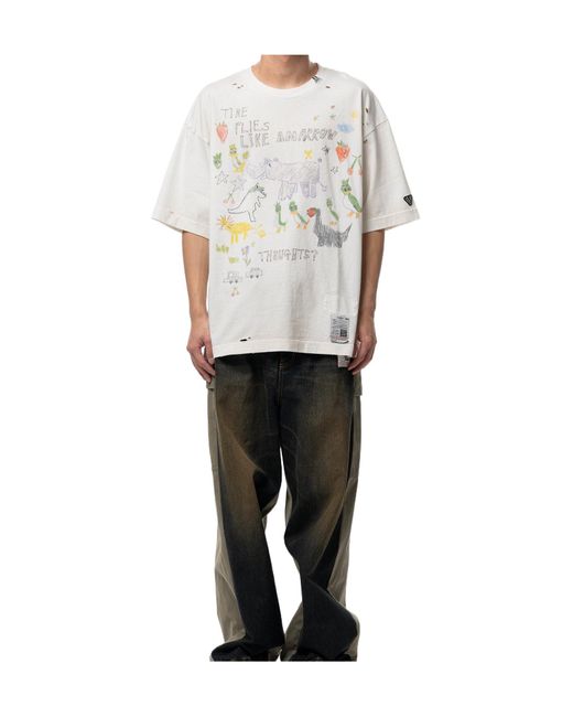 Maison Mihara Yasuhiro White Graphic Printed Crewneck T-Shirt for men