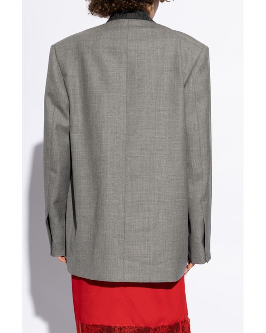 Moschino Gray Double Breasted Loose-Fit Blazer