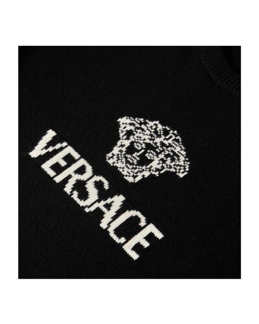 Versace Black Simple Crew Neck Sweater for men