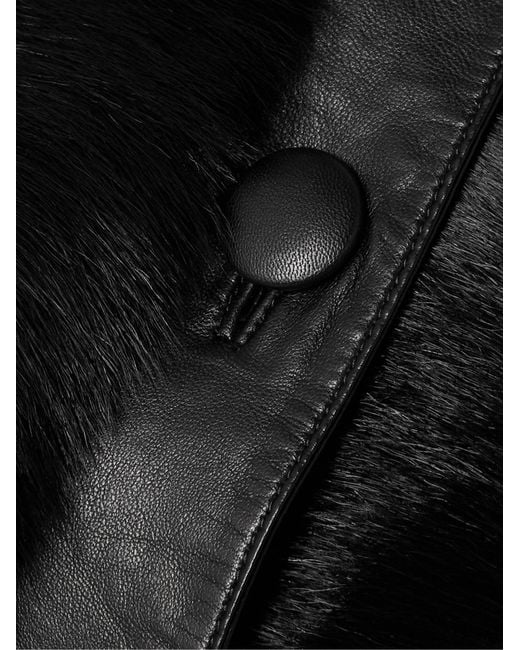 By Malene Birger Black Leather-Trimmed Calf Hair Jacket