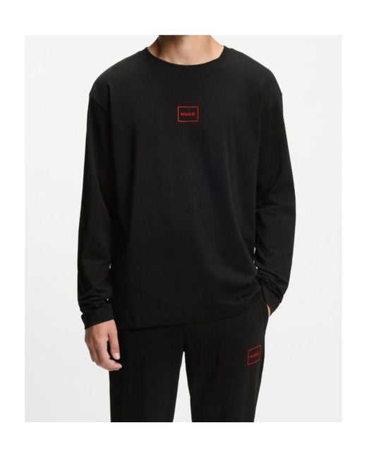 Boss Black Stretch-Cotton T-Shirt With Logo Print for men