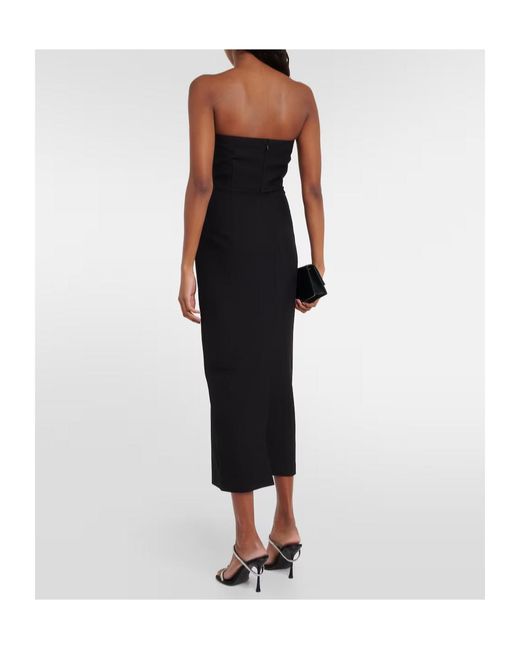 Roland Mouret Black Strapless Crepe Midi Dress
