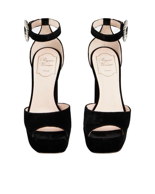 Roger Vivier Black Velvet Platform Sandals