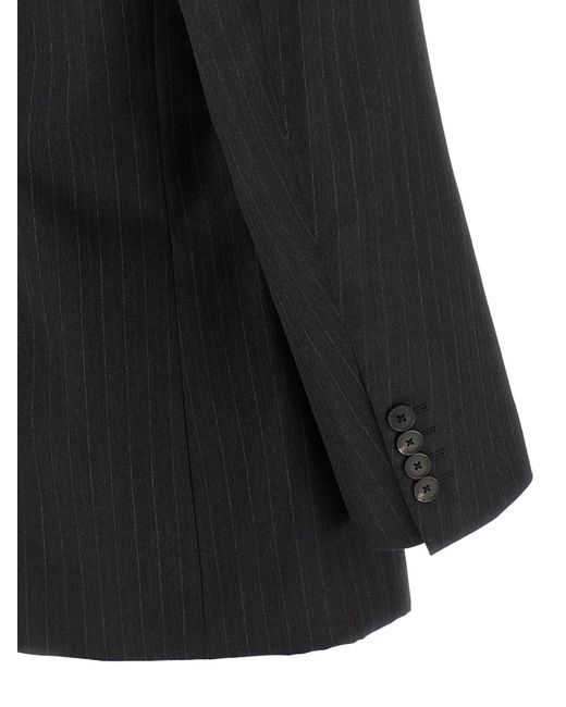 Auralee Black Pinstripe Single Breasted Jacket for men