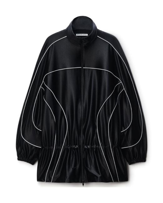 Alexander Wang Black Reflective Piping Drop Waist Mini Dress