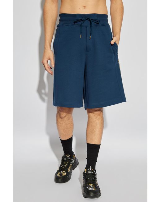 Versace Jeans Blue Couture Logo Embroidered Shorts for men