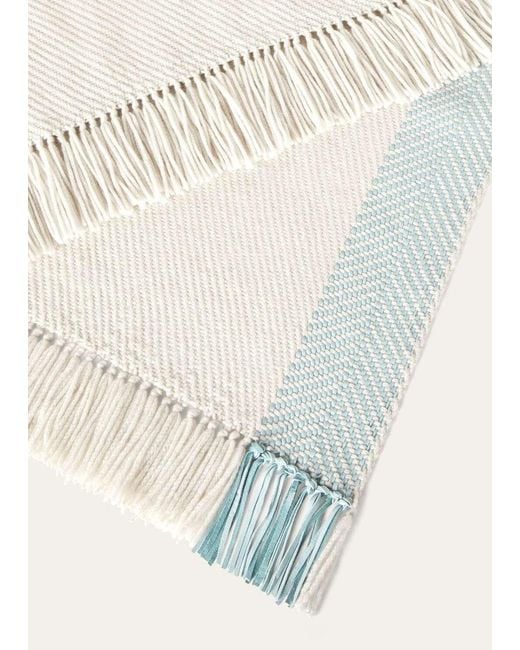Loro Piana White Fringed Blanket