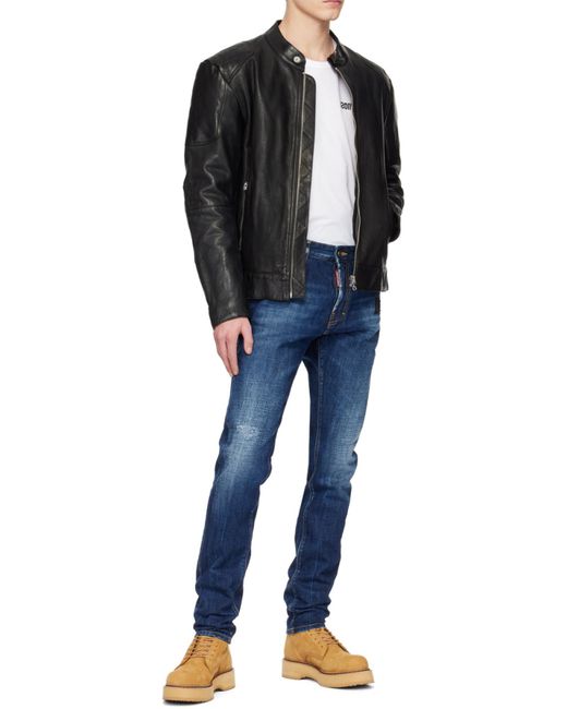 DSquared² Blue Logo Patch Slim-Cut Jeans for men
