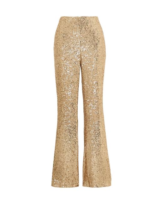 Akris Natural Sequined Stretch Silk Mesh Flared Pants