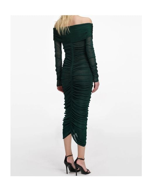 Self-Portrait Green Knit Midi Dress