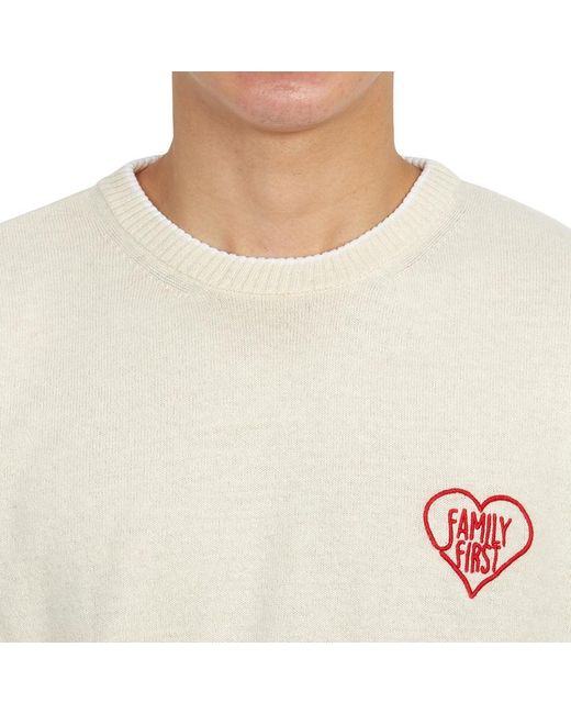 FAMILY FIRST White Embroidered-Logo Crew-Neck Jumper for men
