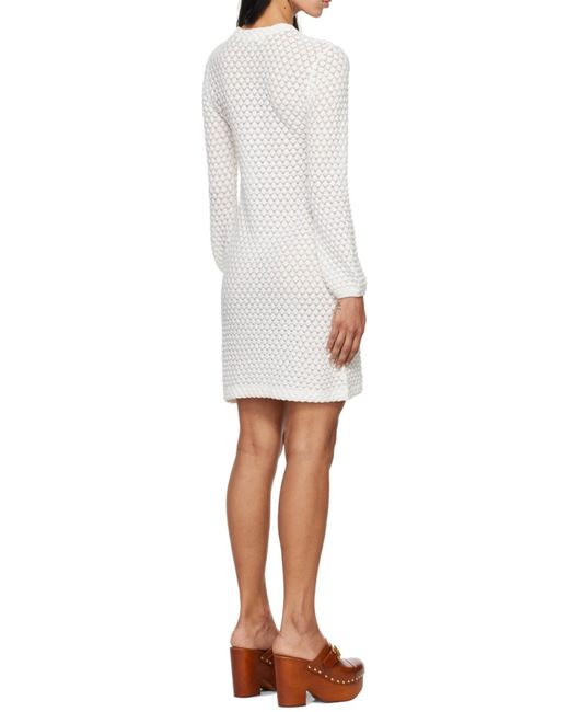 Chloé White Pointelle-Knit Mini Dress