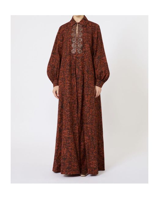 Max Mara Red Printed Cotton Kaftan Dress
