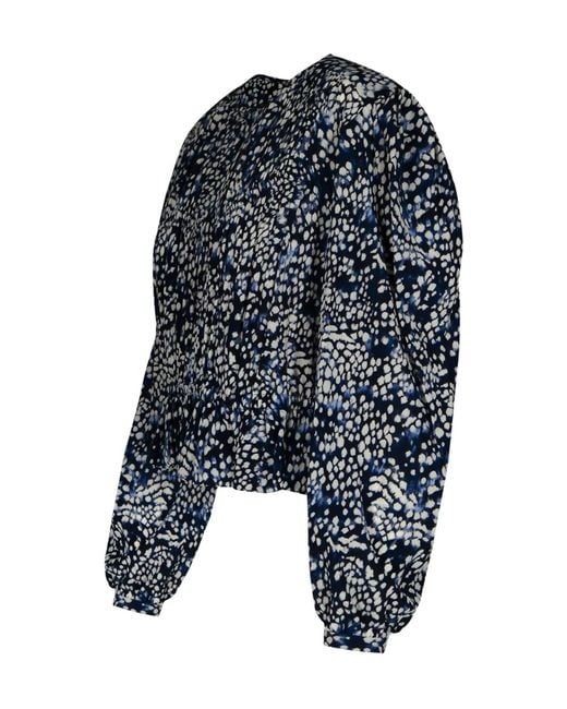 Isabel Marant Black Gelina All-Over Printed Long-Sleeved Blouse