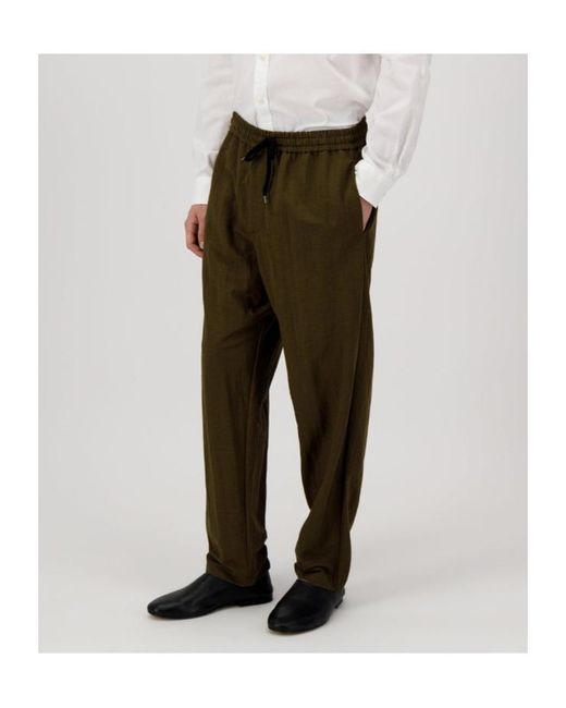 Harris Wharf London Green Comfort Trousers Rayon for men