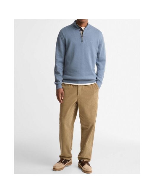 Barbour Blue Quarter-Zip Knit Jumper for men
