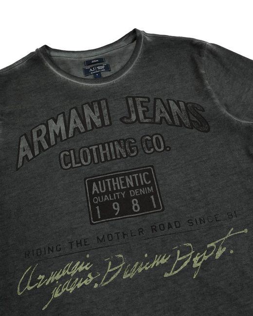 Armani Jeans Black Round-Necked Logo T-Shirt for men