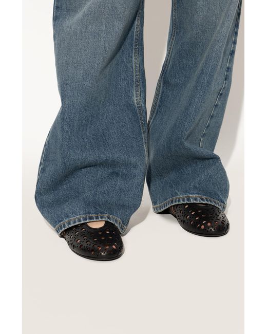 Alaïa Black Vienne Cut-Out Leather Ballerina Courts