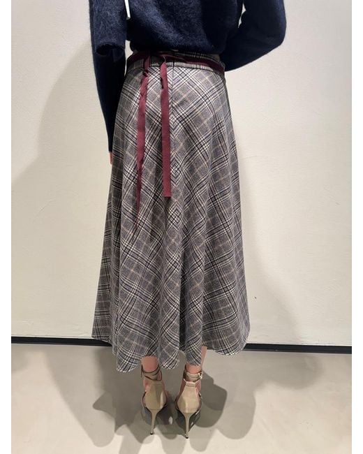 Max Mara Blue Plaid Midi Skirt