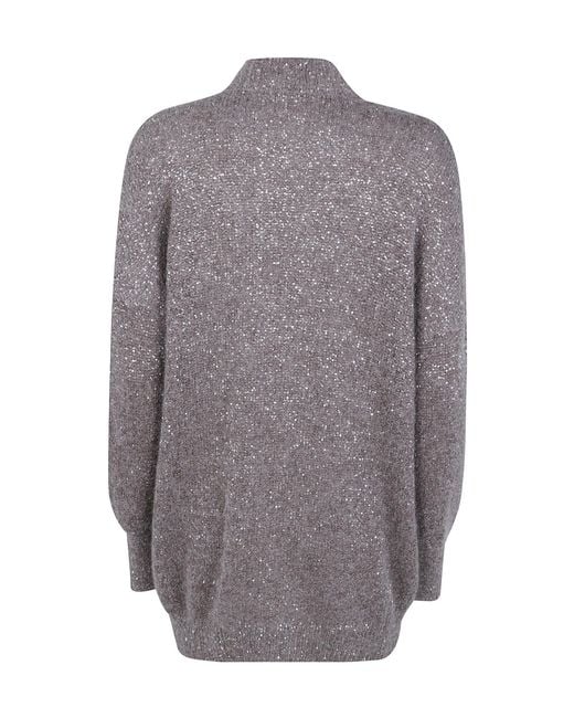 D.exterior Gray Crystal-Embellished Knit Top