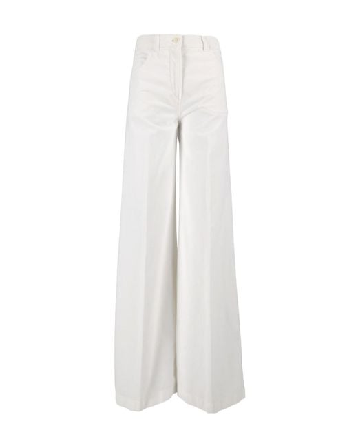 Aspesi White Wide-Leg High-Waisted Trousers