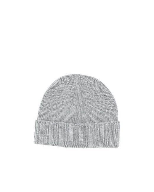 Drumohr Gray Ribbed Beanie Hat for men