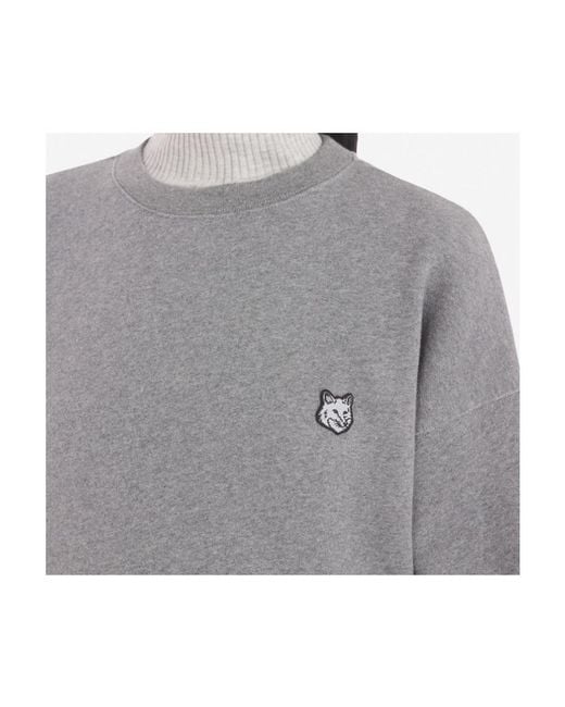 Maison Kitsuné Gray Maison Kitsuné Fox Patch Crewneck Sweatshirt