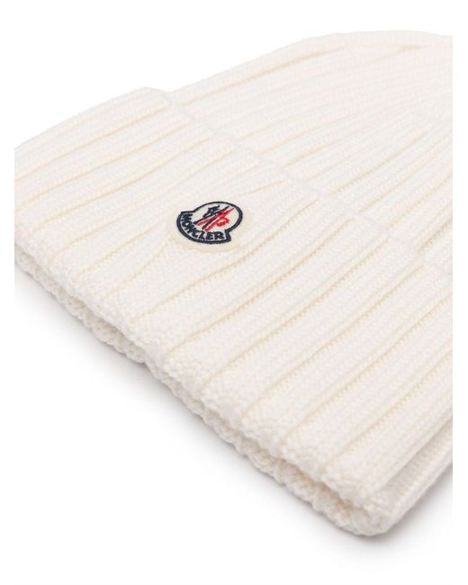 Moncler White Wool Beanie