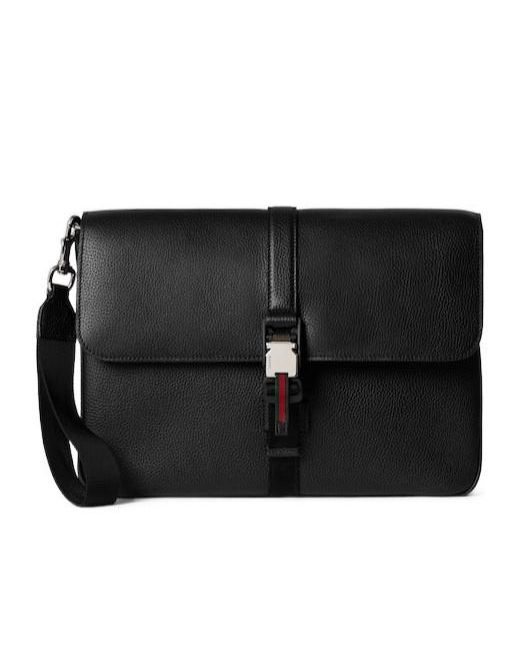 Gucci Black Medium Business Case With Web for men