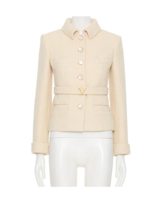 Valentino Natural Logo Plaque Button-Up Jacket
