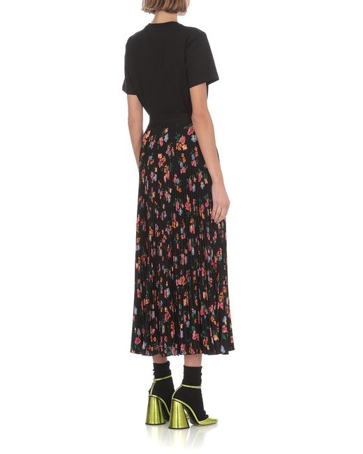 MSGM Black Graphic Printed Crewneck T-Shirt