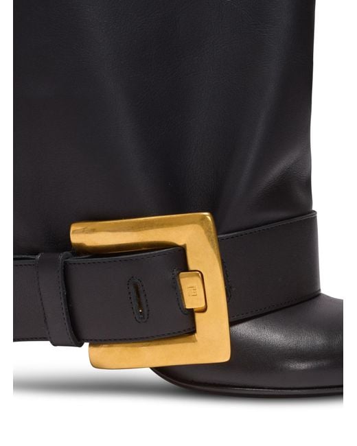 Balmain Black Anthem Calfskin Leather Boots