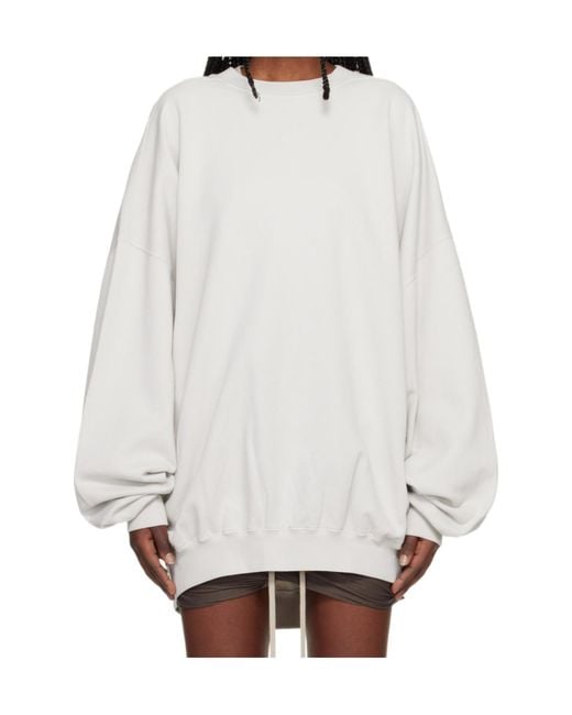 Rick Owens White Oversized-Sleeve Sweatshirt