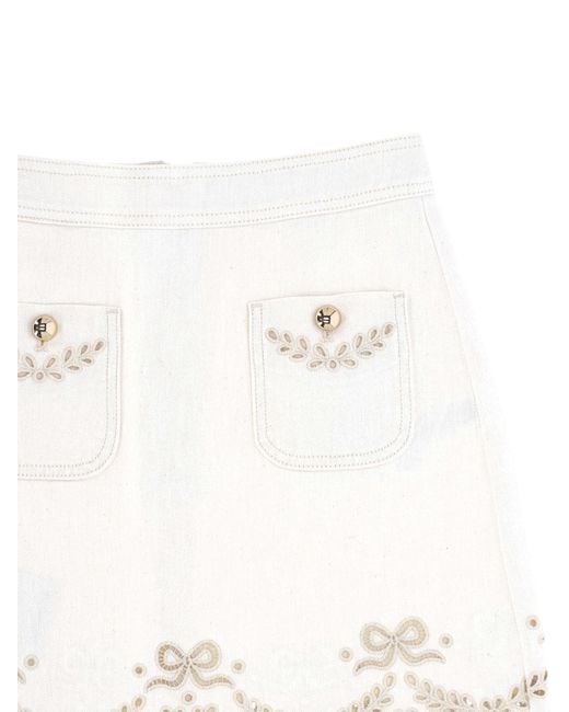 Self-Portrait White Zippered Skirt