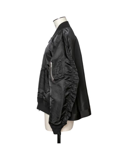 Sacai Black Zip-Up Bomber Jacket