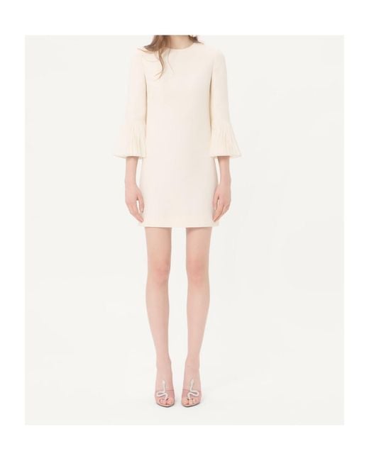 Valentino Natural Embroidered Crepe Couture Short Dress