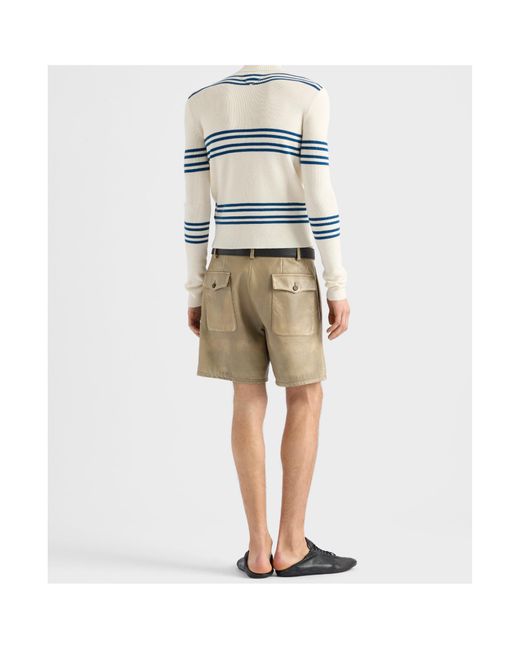 Prada White Turtleneck Ribbed-Knit Jumper for men