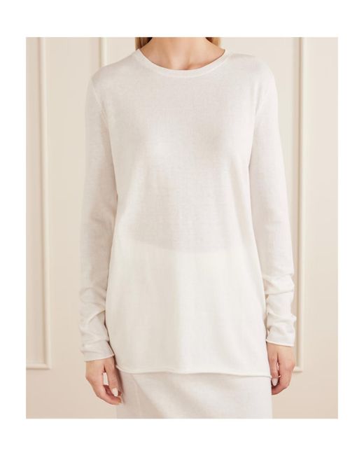 Lisa Yang White Two-Piece Set Of Long-Sleeved Knit Top And Skirt